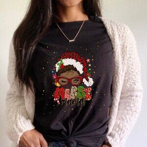 Black S4nt4 Mrs. Christmas Shirt, Merry Christmas S4nt4 Black Girl T-Shirt